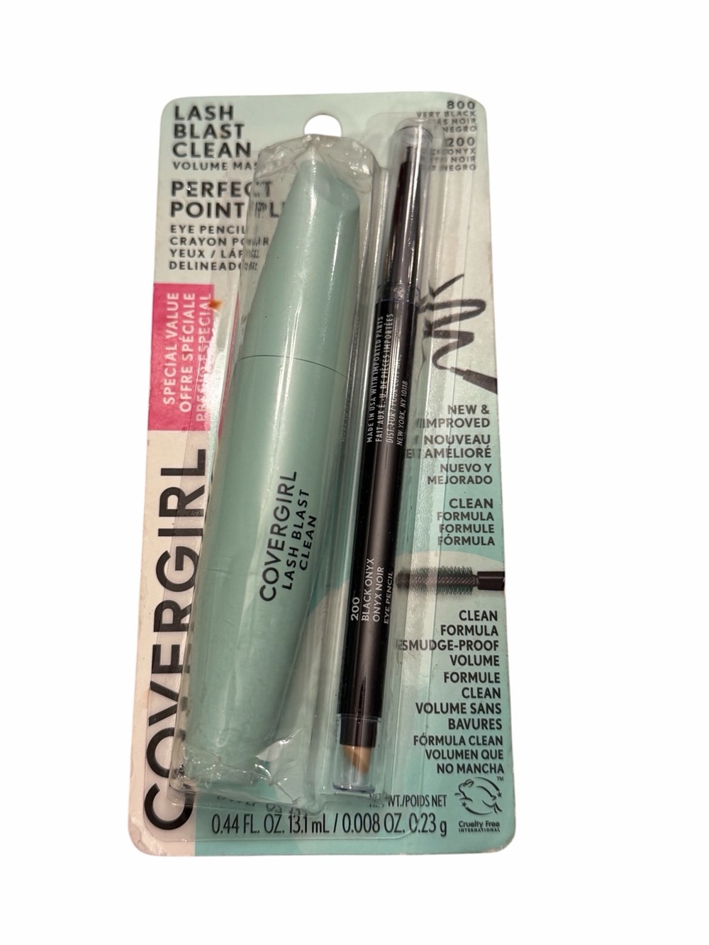 Covergirl Lash Blast Clean Mascara & Perfect Point Eye Pencil Sealed Black NEW